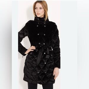 Burberry Runway Black Velvet Down Coat Size S